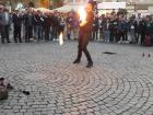 A street performer dancing with fire at Wenceslas Square. Don't try this at home!