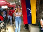 Enjoying a Venezuelan arepa at an event to raise money for Venezuelans in need