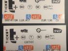 Two Parisian transportation tickets for the bus, metro, and RER.
