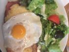 Croque Madame sandwich has ham, cheese, and an egg on top!