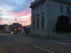 Watching the sunset sky change colors in downtown Constanta