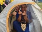 Cikgu (teacher) John and me after setting up the tent
