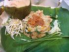 Thai fried rice on banana leaf