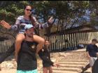 Back on land, my classmates being silly on the beach!