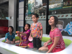 These kids, celebrating their New Years, greeted us at a local 7-11