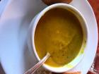 Pea soup and freshly baked bread