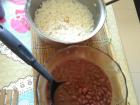 The beans are cooked until they are soft and flavorful, and then served with rice