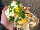 Local eggs, mushroom, and bread sandwich