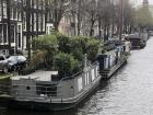 A houseboat with a garden on top