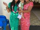 My host sister Ana and me attending church along with her son