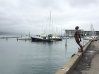 A ship and statue by Lambton Harbour