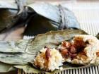 My favorite zongzi comes with pork, peanuts and a salty egg yolk