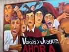 This painting in Parque Cultural shows people yelling "Justice and Truth For All!", referencing Chile's past dictatorship