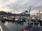A closer view of the many boats at the port of Valparaíso