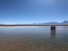 My friends and me taking a break from swimming in the beautiful blue lagoon 