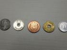A 100, 50, 10, 5, and 1 Yen coin