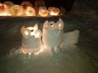 In Japan, Owls represent good fortune and luck. These are made of snow in Hokkaido, Japan