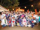 These are all of the university international students who volunteered to help with the festival and join in the dancing