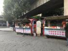 I can buy breakfast at street stands like these near the metro station