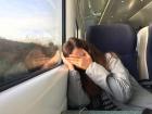 My sister was not happy to be on the train so early, but we had a lovely view of the sunrise 
