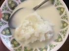One of the kids gave me this classic breakfast called "pap" (say it like pop); it was with milk and sugar