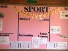 Here is an example of one of a school's bulletin boards for their sports announcements