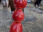 Candy-shell strawberries are often sold by street vendors in the beginning of spring