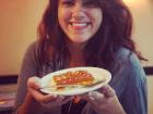 Me and kanafeh, which is my favorite Palestinian dessert