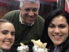 Enjoying shawarma for dinner on Christmas Eve in Bethlehem with my roommate and the friendly shop owner!
