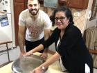 My mom learning how to flip Palestinian maqloube for dinner at my friend Rashed's house