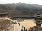 Hwaeomsa Temple on Mt. Jirisan on a cloudy day