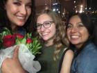 Me with my friends and the roses that my mom sent me for my birthday
