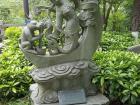 This statue depicts the moon goddess with her rabbit