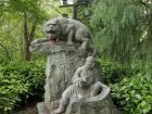 This sculpture depicts the story of a poet who tames a tiger