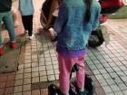 This kid showed me her unique way of getting to places, a hoverboard