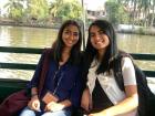 Riding on a boat with my friend in Kochi, Kerala (I am on the left)