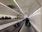 The escalator that riders take to arrive at the metro entrance. A majority of the escalators are very steep and go deep underground.