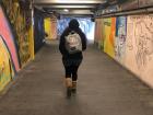 An earlier image of me walking through one of the metro tunnels filled with art