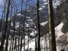 Hiking through the snow in the Alps