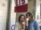 My friend and me eating ice cream after an afternoon in the park