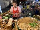 At the night market in Chiang Mai, where they sell food, clothing and souvenirs in the evening right in the street