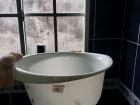 Sometimes a shower is a necessity, so this is the bucket I use to shower when water isn't running!