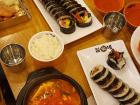 Classic Korean gimbap, ramyeon (ramen), and dosirak (Korean lunchbox)