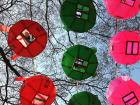 Beautifully colored lanterns set up for Buddha's birthday