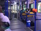 The yellow colored seat is for elderly people on the bus 