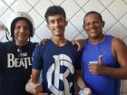 The shirt that I'm wearing in this photo with my friends is the symbol for one of the most popular Brazilian soccer teams in the north, Club do Remo. As you can see my shirt shows the C and R intertwined. My friends are huge fans of the team!