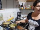 Bruno's mother preparing a dessert for the family