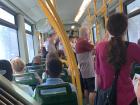 inside of a tram