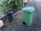 To the left is the black trash bin I used before the green one arrived
