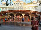 Standing outside the temple entrance